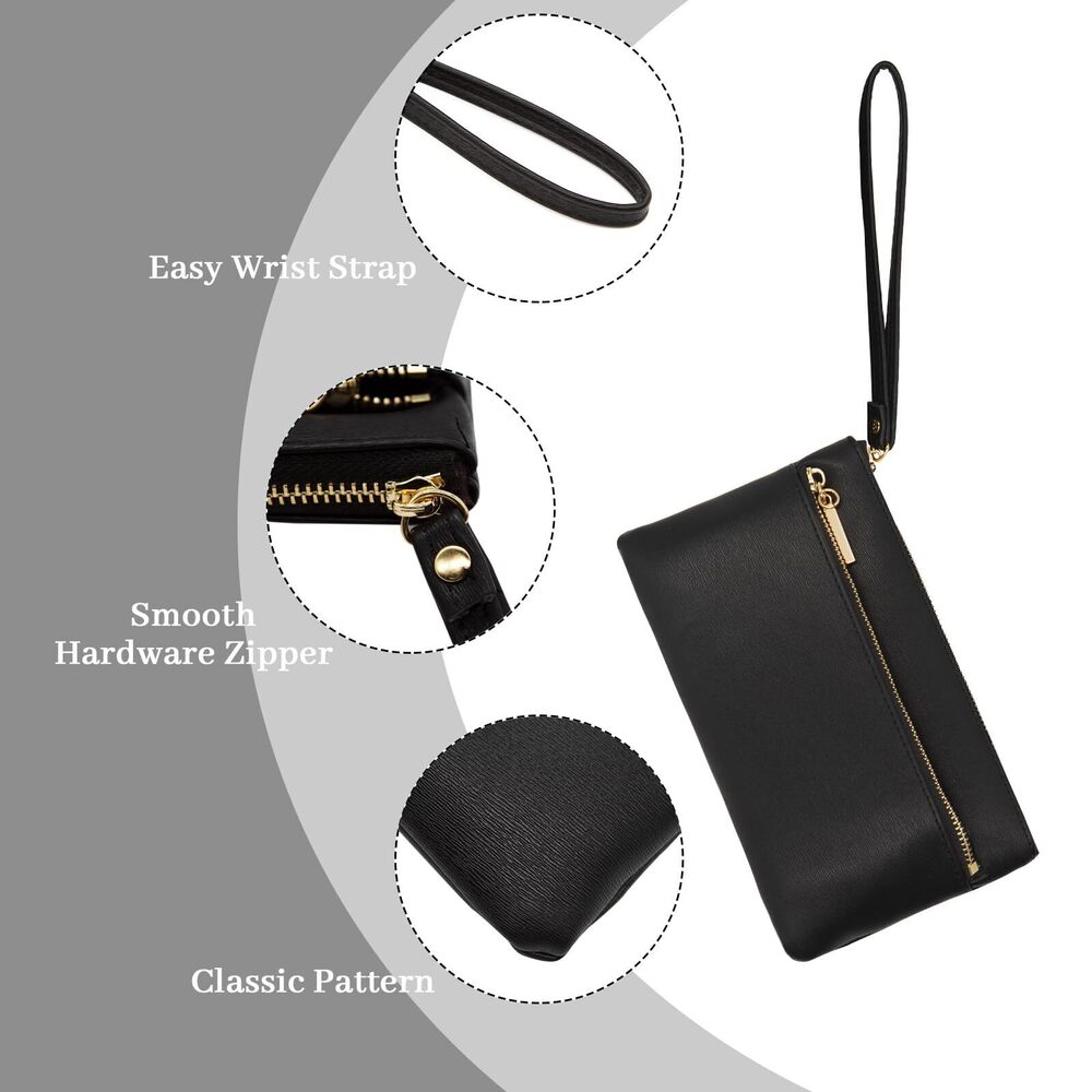 4285 Small Leather Wristlet Wallet Clutch Handbags Purses Cellphone Credit - Picture 6 of 8